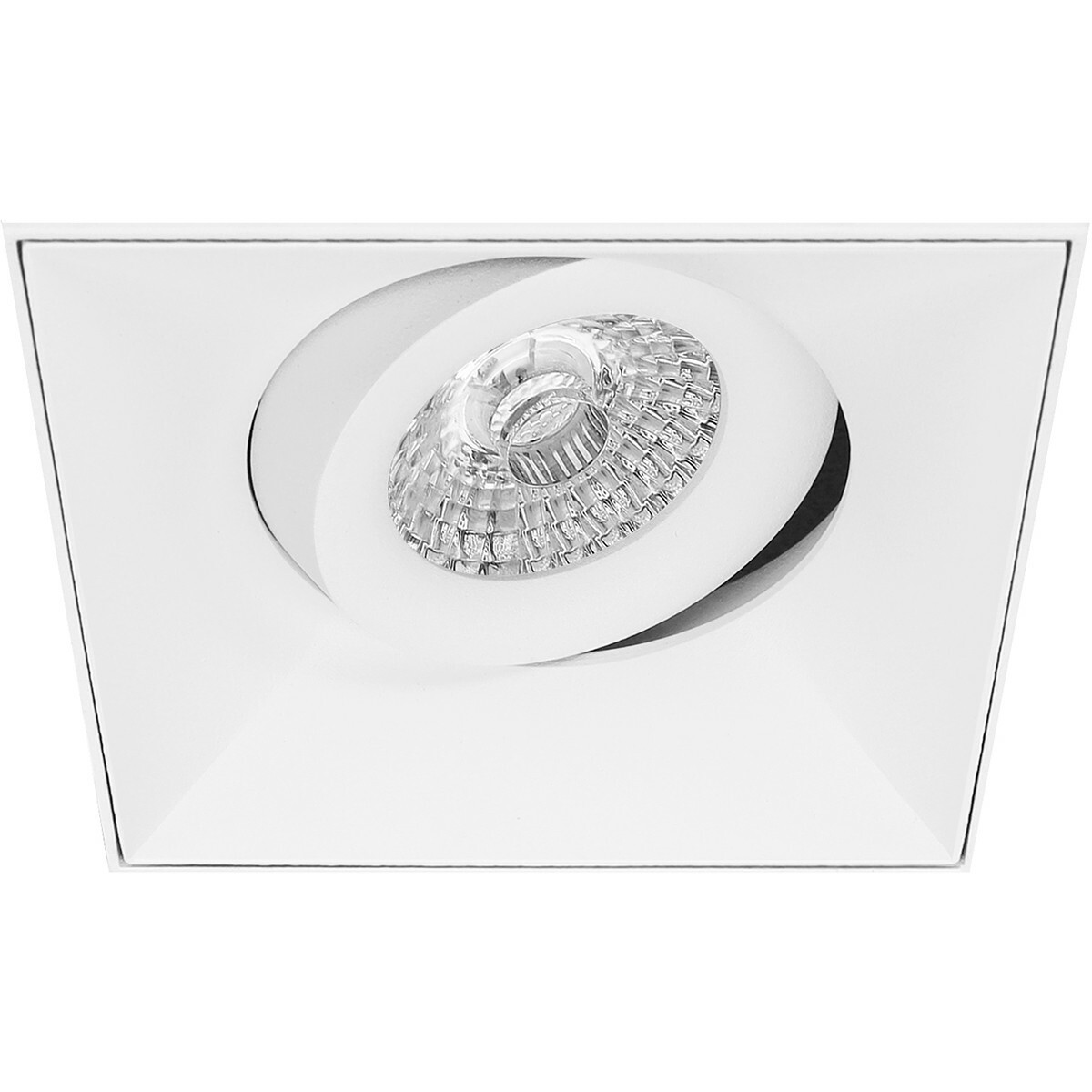 LED Spot Set - Aigi - Pragmi Nivas Pro - GU10 Fitting - Inbouw Vierkant - Mat Wit - 8W - Helder/Koud Wit 6400K - Trimless - Kantelbaar - 150mm