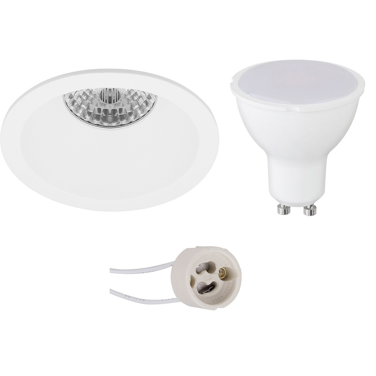 LED Spot Set - Aigi - Pragmi Pollon Pro - GU10 Fitting - Inbouw Rond - Mat Wit - 6W - Warm Wit 3000K - Verdiept - Ø82mm