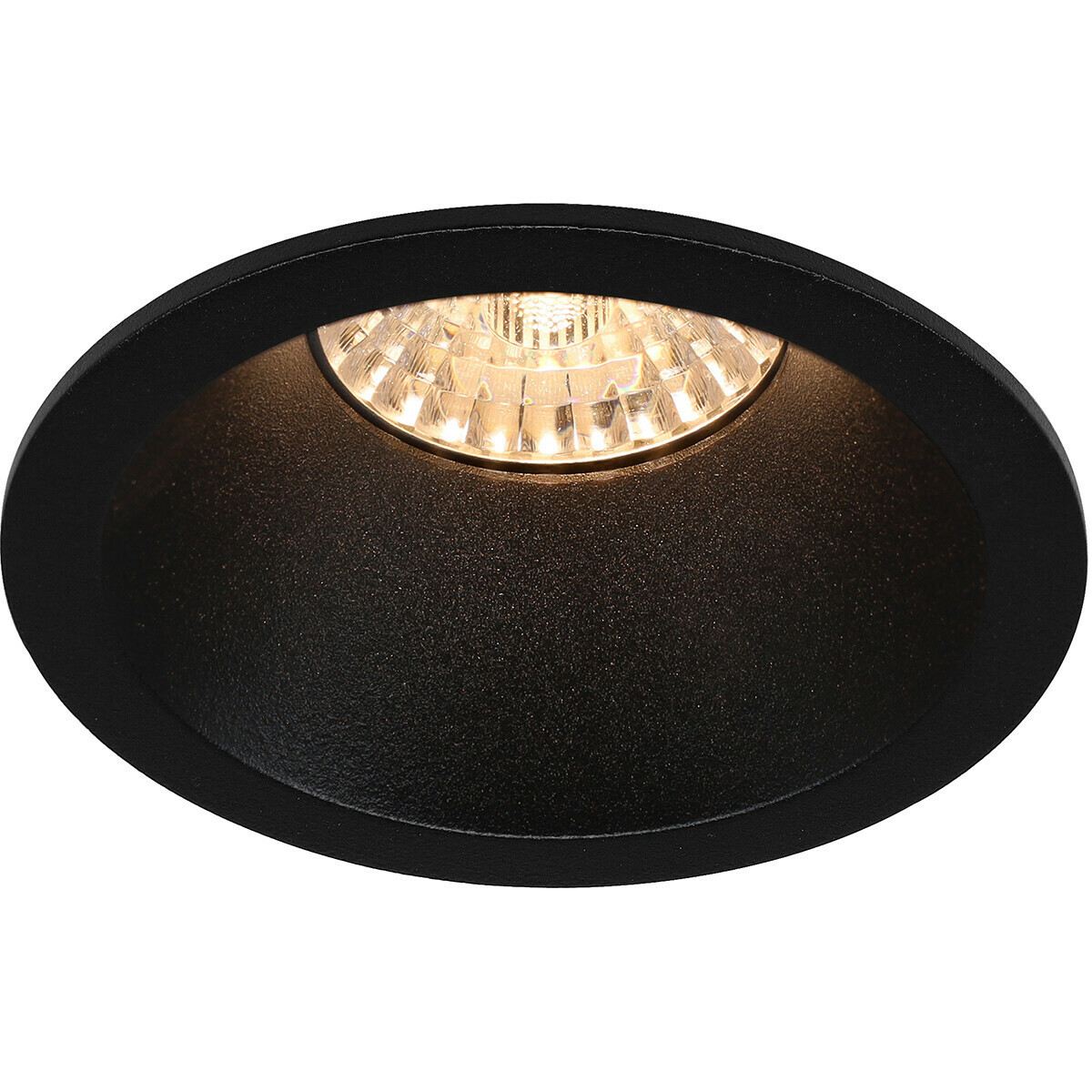 LED Spot Set - Pragmi Pollon Pro - GU10 Fitting - Inbouw Rond - Mat Zwart - 4W - Warm Wit 3000K - Verdiept - Ø82mm