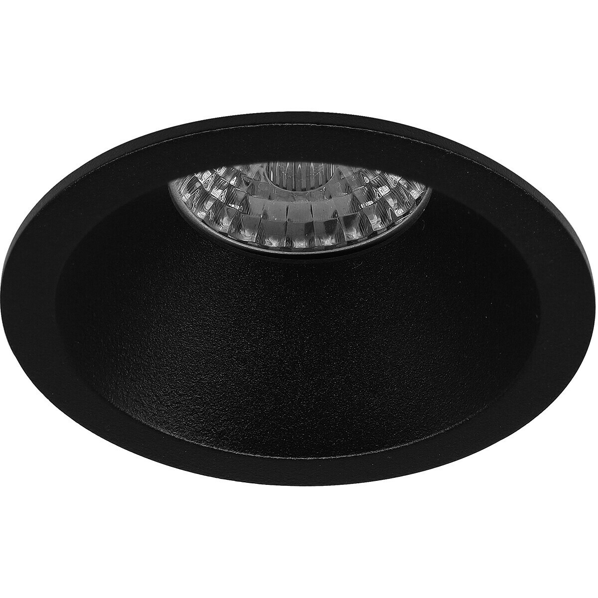 LED Spot Set - Pragmi Pollon Pro - GU10 Fitting - Dimbaar - Inbouw Rond - Mat Zwart - 6W - Helder/Koud Wit 6400K - Verdiept - Ø82mm