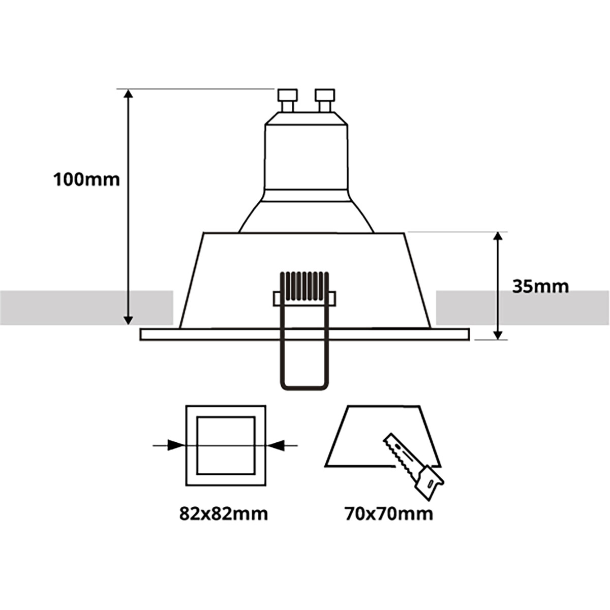 LED Spot Set - Pragmi Pollon Pro - GU10 Fitting - Inbouw Vierkant - Mat Goud - 4W - Warm Wit 3000K - Verdiept - 82mm