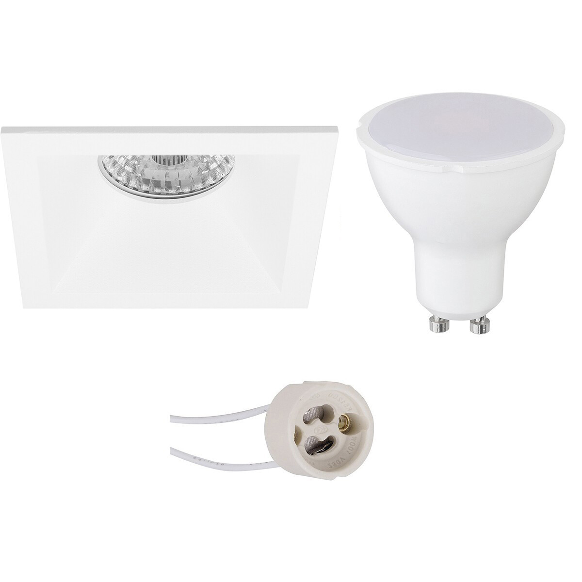 LED Spot Set - Pragmi Pollon Pro - GU10 Fitting - Inbouw Vierkant - Mat Wit - 4W - Warm Wit 3000K - Verdiept - 82mm