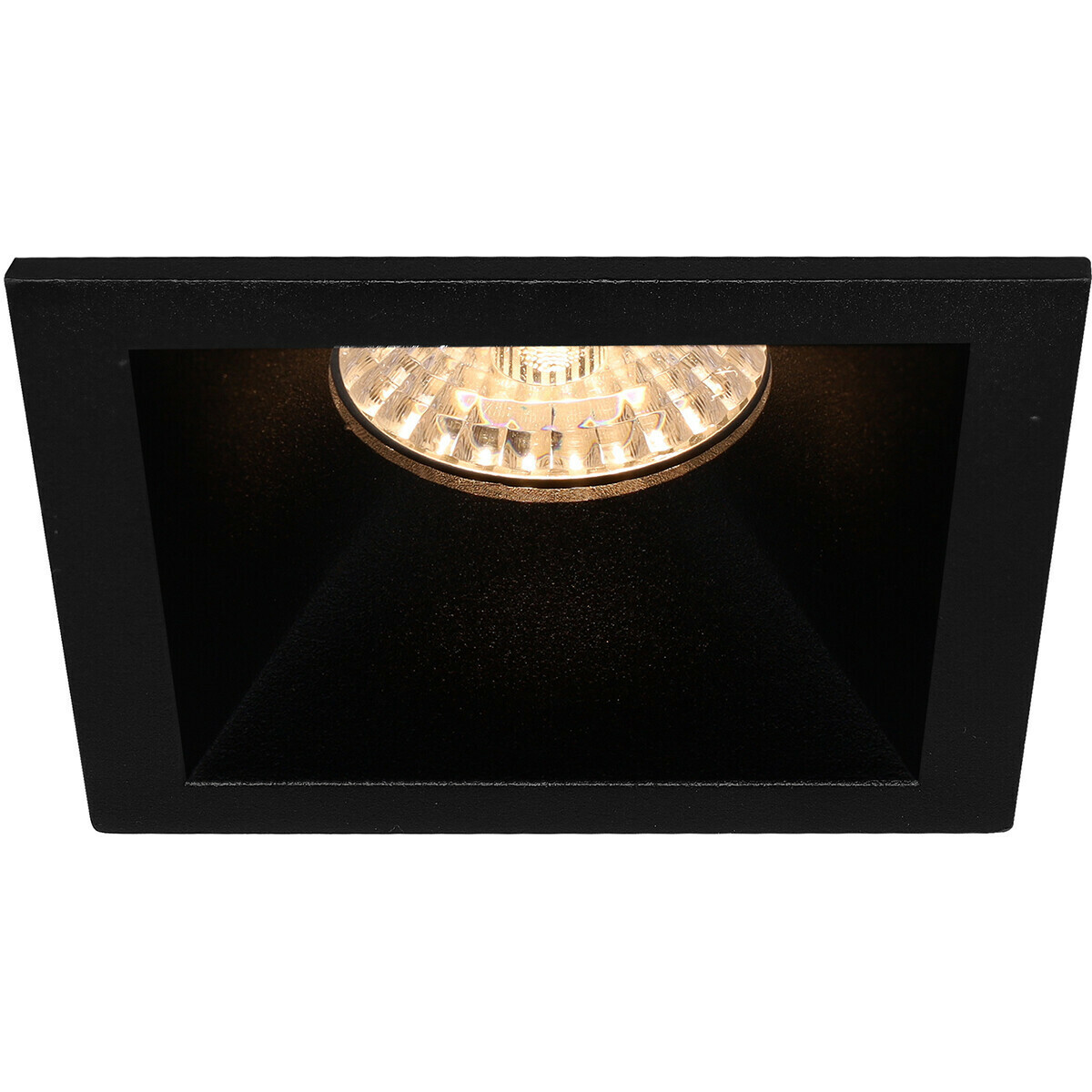 LED Spot Set - Pragmi Pollon Pro - GU10 Fitting - Dimbaar - Inbouw Vierkant - Mat Zwart - 6W - Helder/Koud Wit 6400K - Verdiept - 82mm