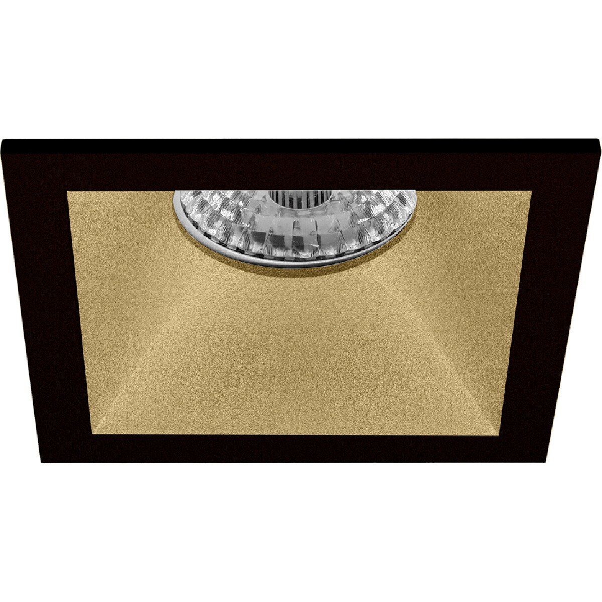 LED Spot Set - Pragmi Pollon Pro - GU10 Fitting - Inbouw Vierkant - Mat Zwart/Goud - 4W - Warm Wit 3000K - Verdiept - 82mm