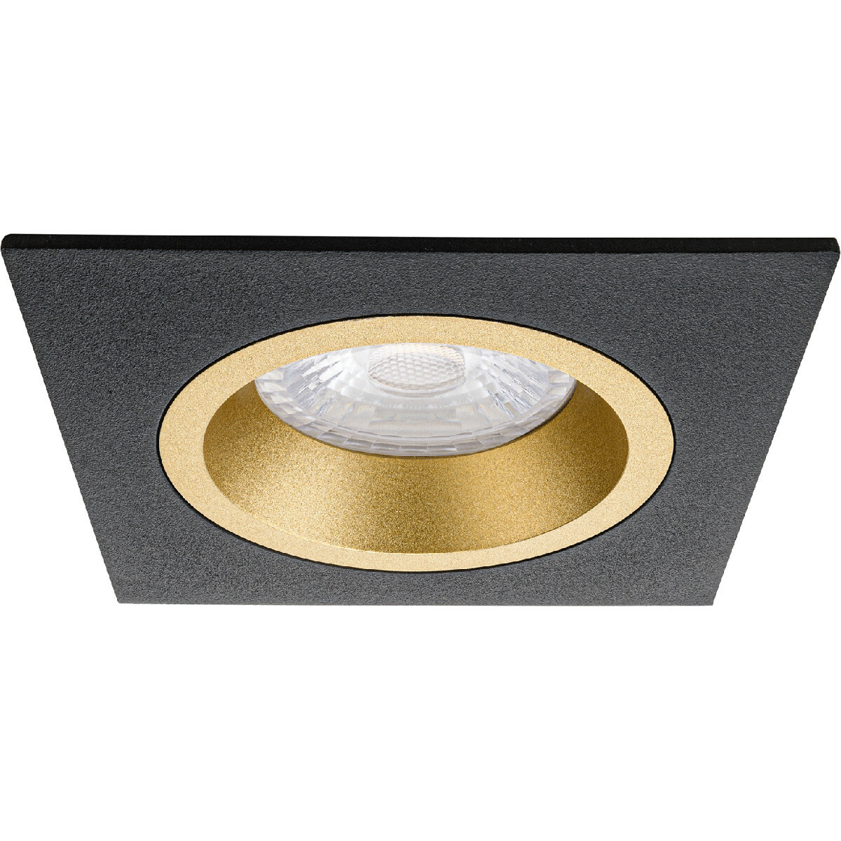 LED Spot Set - Pragmi Rodos Pro - GU10 Fitting - Dimbaar - Inbouw Vierkant - Mat Zwart/Goud - 6W - Helder/Koud Wit 6400K - 93mm