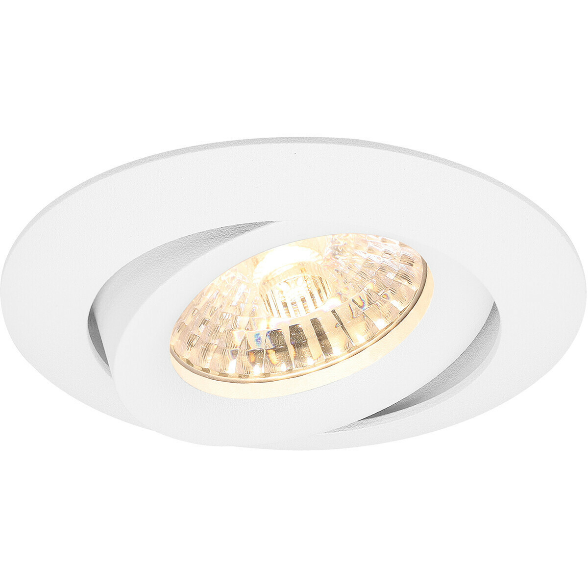 LED Spot Set - Pragmi Uranio Pro - GU10 Fitting - Inbouw Rond - Mat Wit - 4W - Helder/Koud Wit 6400K - Kantelbaar - Ø82mm