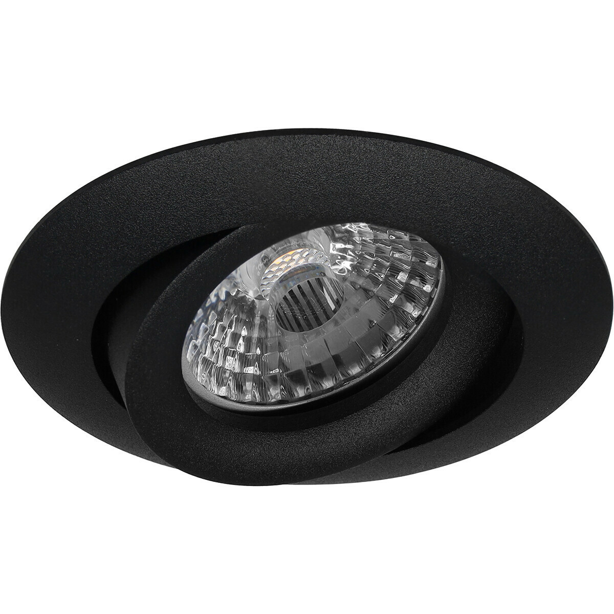 LED Spot Set - Pragmi Uranio Pro - GU10 Fitting - Inbouw Rond - Mat Zwart - 4W - Helder/Koud Wit 6400K - Kantelbaar - Ø82mm