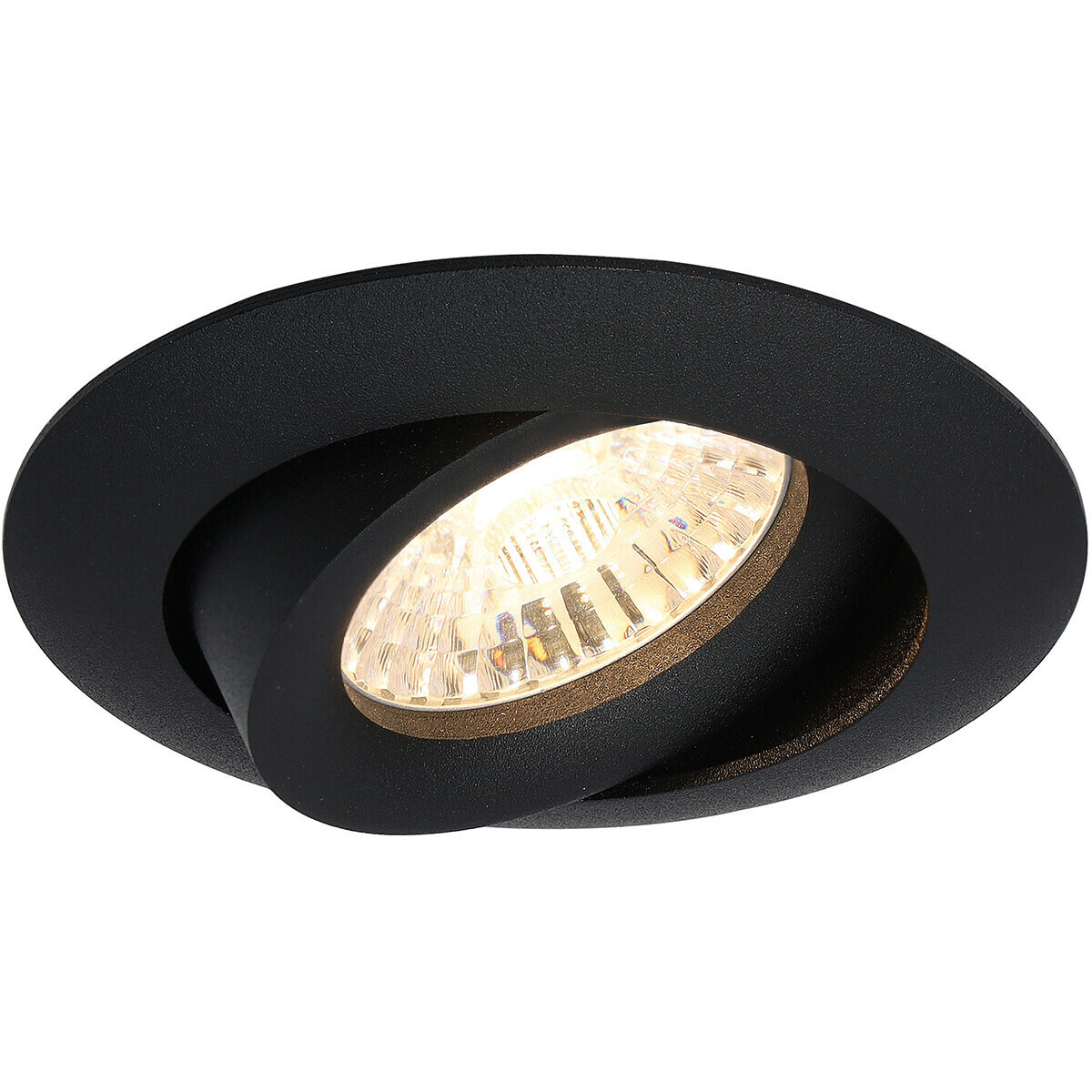 LED Spot Set - Pragmi Uranio Pro - GU10 Fitting - Inbouw Rond - Mat Zwart - 4W - Helder/Koud Wit 6400K - Kantelbaar - Ø82mm