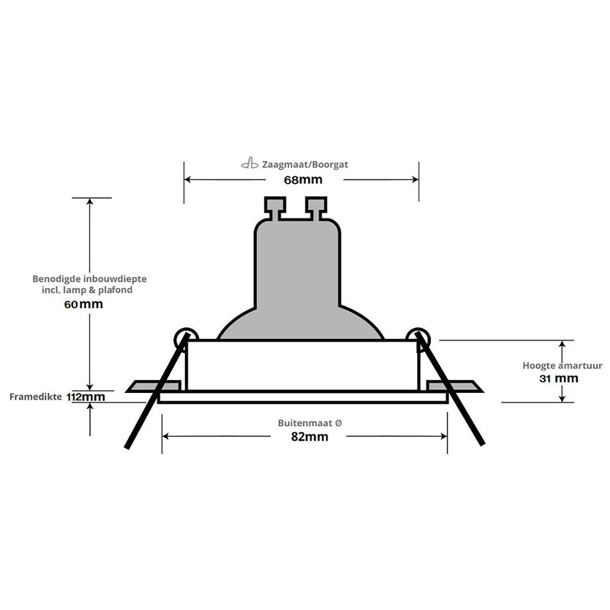 LED Spot Set - Pragmi Vrito Pro - GU10 Fitting - Dimbaar - Inbouw Rond - Mat Wit - 6W - Helder/Koud Wit 6400K - Ø82mm