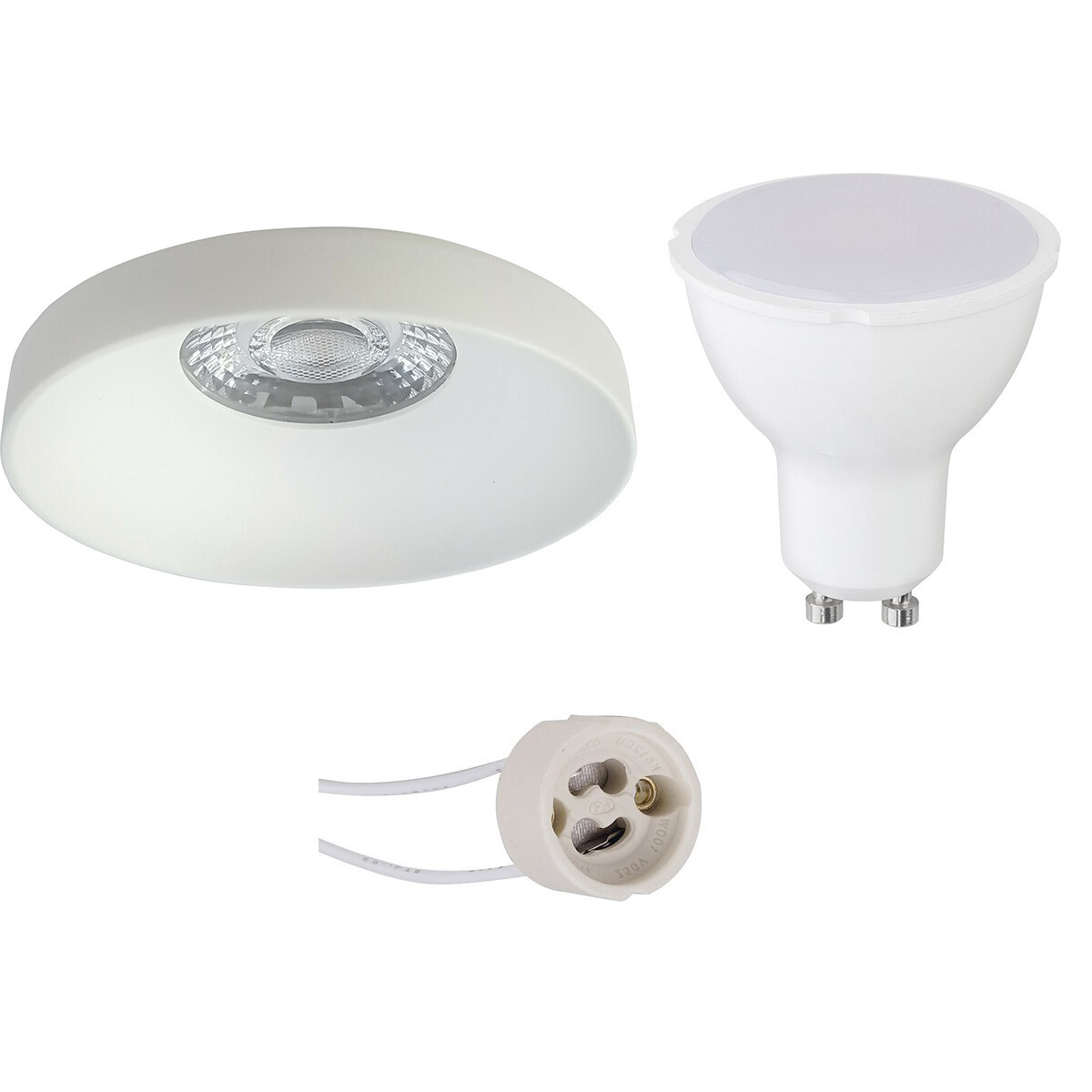 LED Spot Set - Pragmi Vrito Pro - GU10 Fitting - Inbouw Rond - Mat Wit - 4W - Warm Wit 3000K - Ø82mm