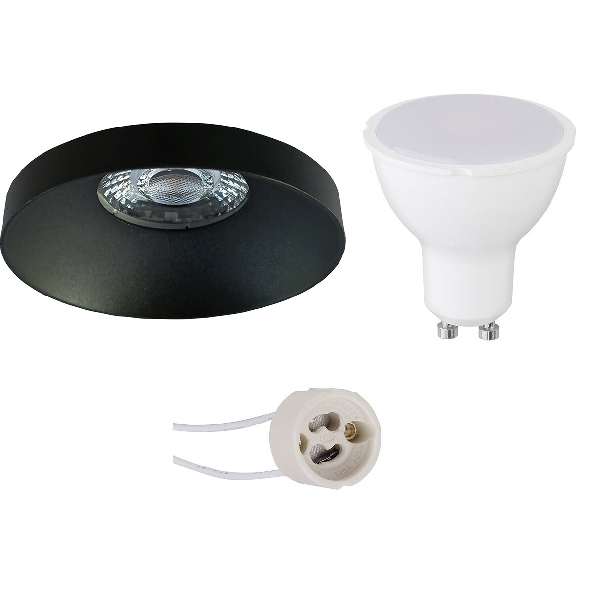 LED Spot Set - Aigi - Pragmi Vrito Pro - GU10 Fitting - Inbouw Rond - Mat Zwart - 6W - Helder/Koud Wit 6400K - Ø82mm