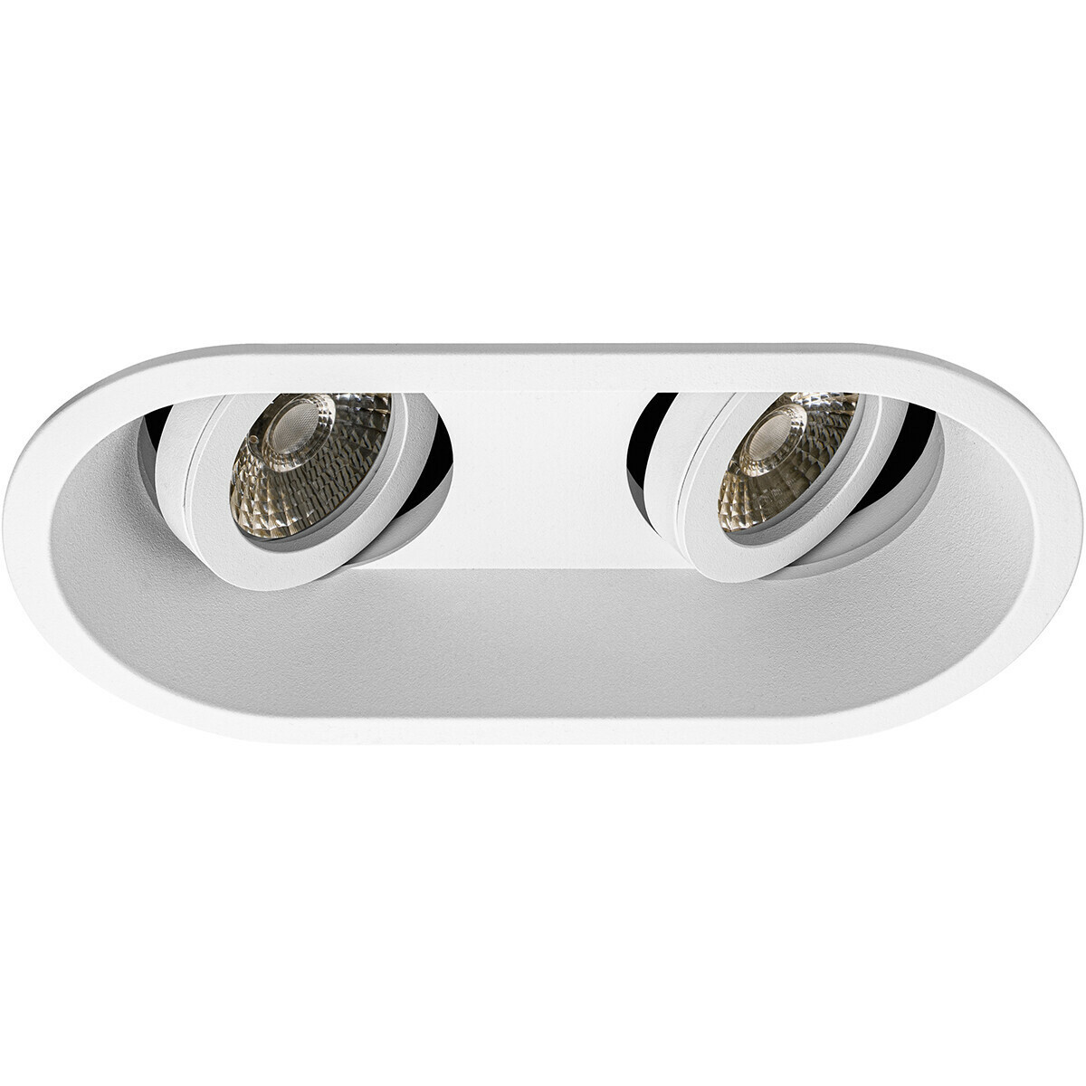 LED Spot Set - Aigi - Pragmi Zano Pro - GU10 Fitting - Inbouw Ovaal Dubbel - Mat Wit - 6W - Warm Wit 3000K - Kantelbaar - 185x93mm