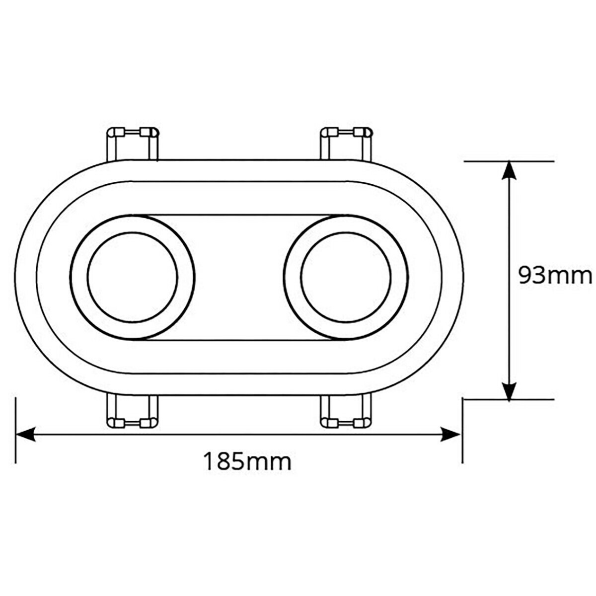 LED Spot Set - Pragmi Zano Pro - GU10 Fitting - Dimbaar - Inbouw Ovaal Dubbel - Mat Wit - 6W - Helder/Koud Wit 6400K - Kantelbaar - 185x93mm