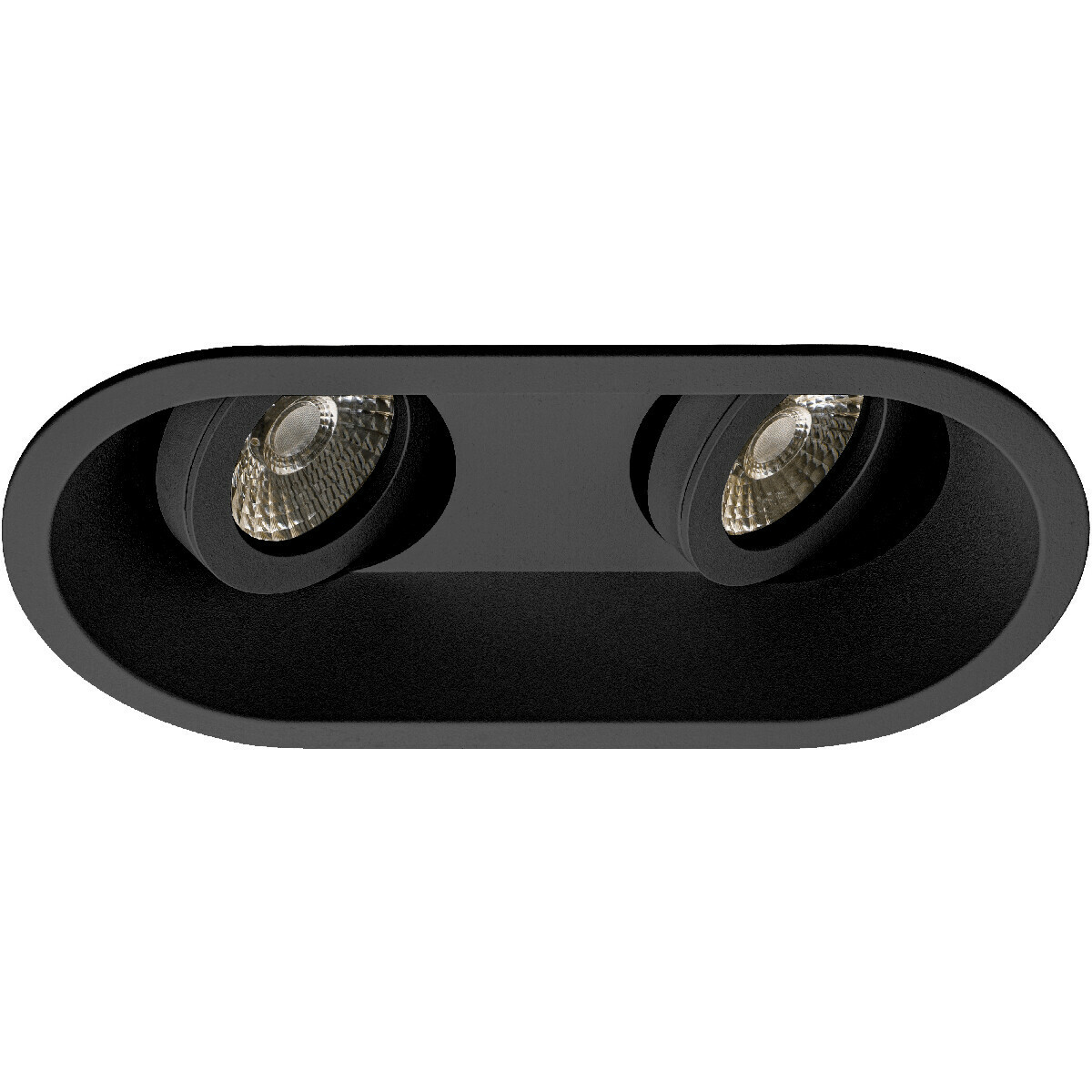 LED Spot Set - Pragmi Zano Pro - GU10 Fitting - Inbouw Ovaal Dubbel - Mat Zwart - 4W - Warm Wit 3000K - Kantelbaar - 185x93mm