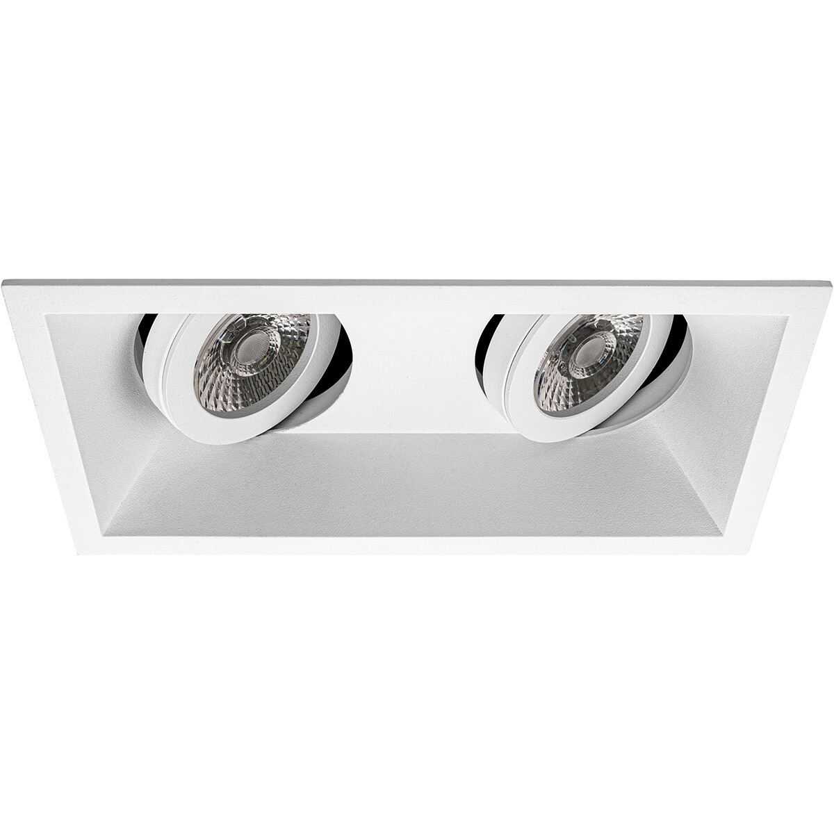 LED Spot Set - Pragmi Zano Pro - GU10 Fitting - Inbouw Rechthoek Dubbel - Mat Wit - 6W - Natuurlijk Wit 4200K - Kantelbaar - 185x93mm