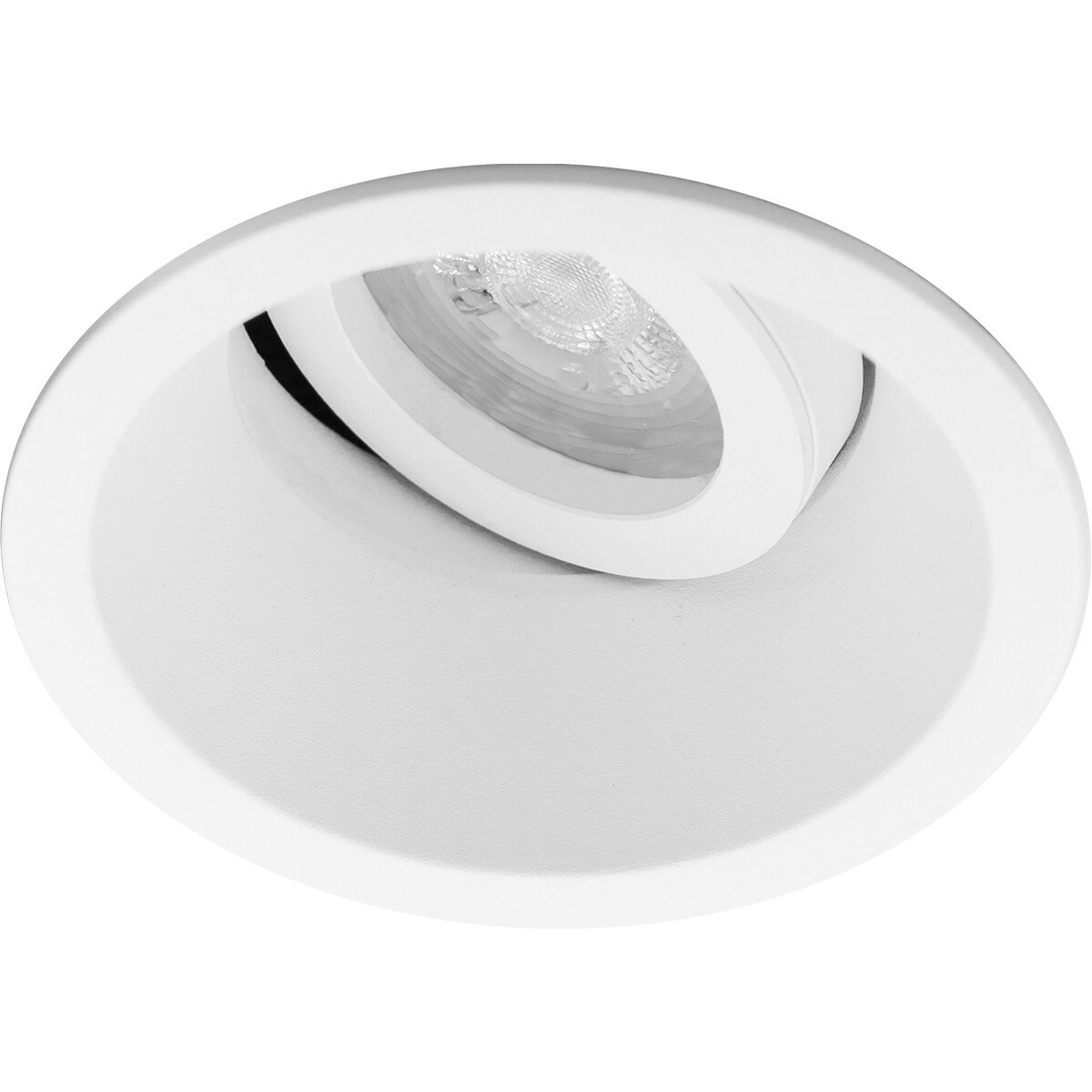 LED Spot Set - Pragmi Zano Pro - GU10 Fitting - Dimbaar - Inbouw Rond - Mat Wit - 6W - Warm Wit 3000K - Kantelbaar - Ø93mm