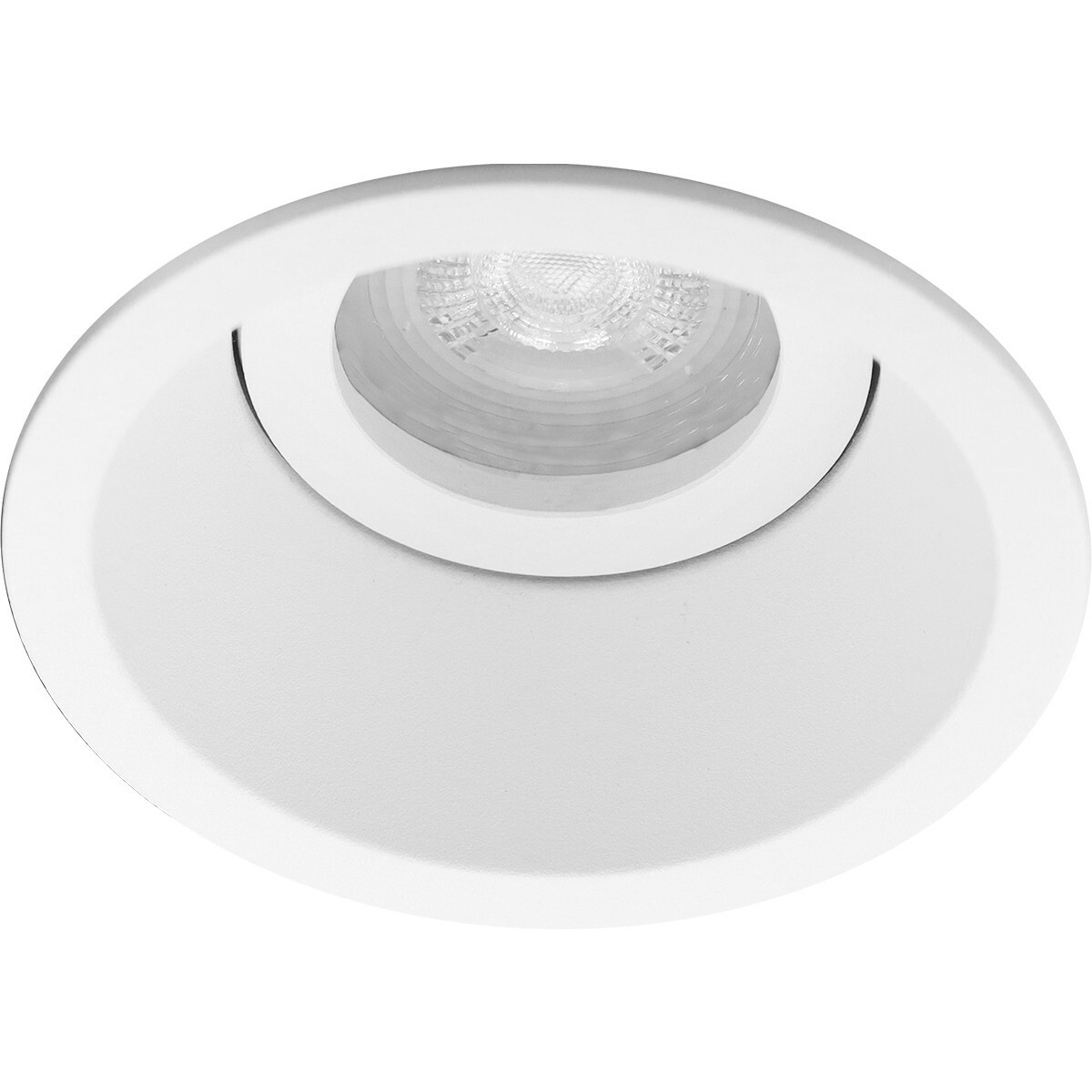 LED Spot Set - Pragmi Zano Pro - GU10 Fitting - Dimbaar - Inbouw Rond - Mat Wit - 6W - Warm Wit 3000K - Kantelbaar - Ø93mm