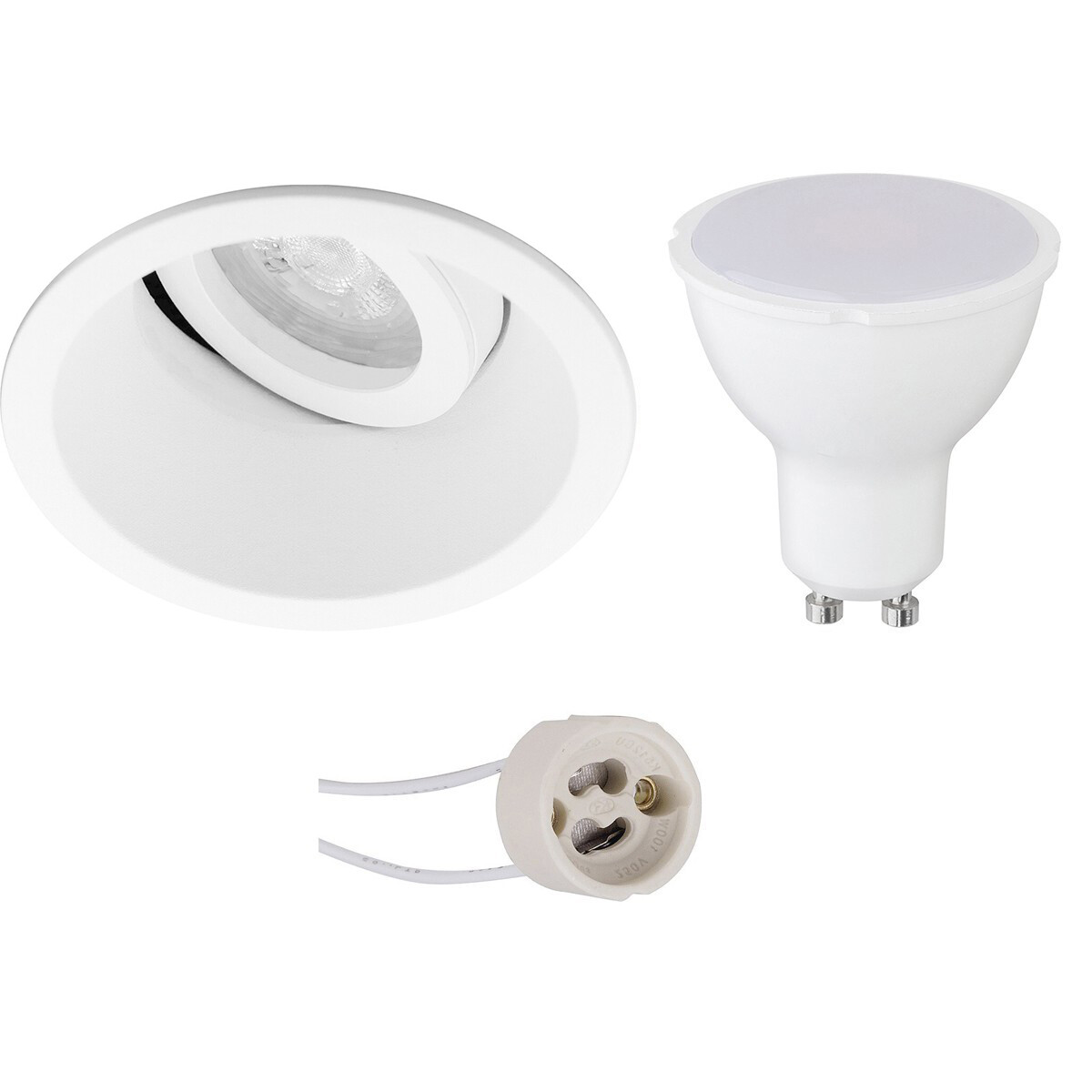 LED Spot Set Pragmi Zano Pro GU10 Fitting Dimbaar Inbouw Rond Mat Wit 6W Natuurlijk Wit 4200K Kantel