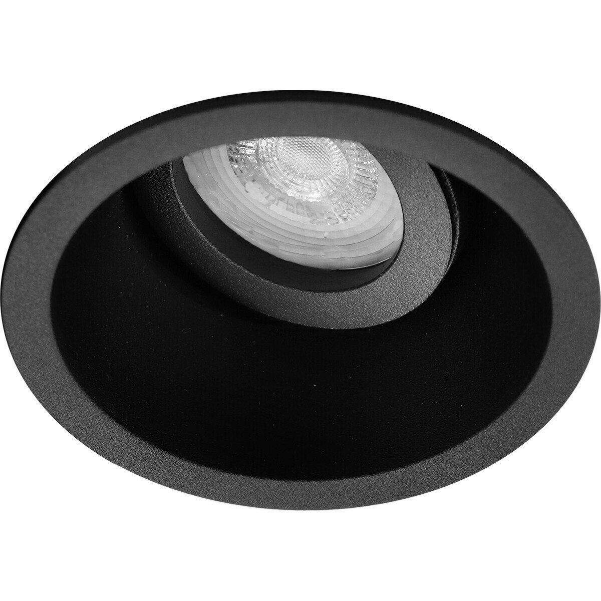 LED Spot Set - Aigi - Pragmi Zano Pro - GU10 Fitting - Inbouw Rond - Mat Zwart - 6W - Helder/Koud Wit 6400K - Kantelbaar - Ø93mm