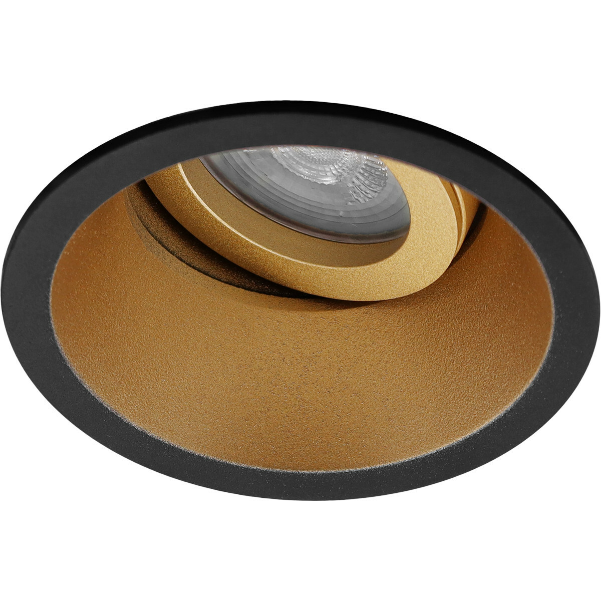 LED Spot Set - Pragmi Zano Pro - GU10 Fitting - Dimbaar - Inbouw Rond - Mat Zwart/Goud - 6W - Helder/Koud Wit 6400K - Kantelbaar - Ø93mm