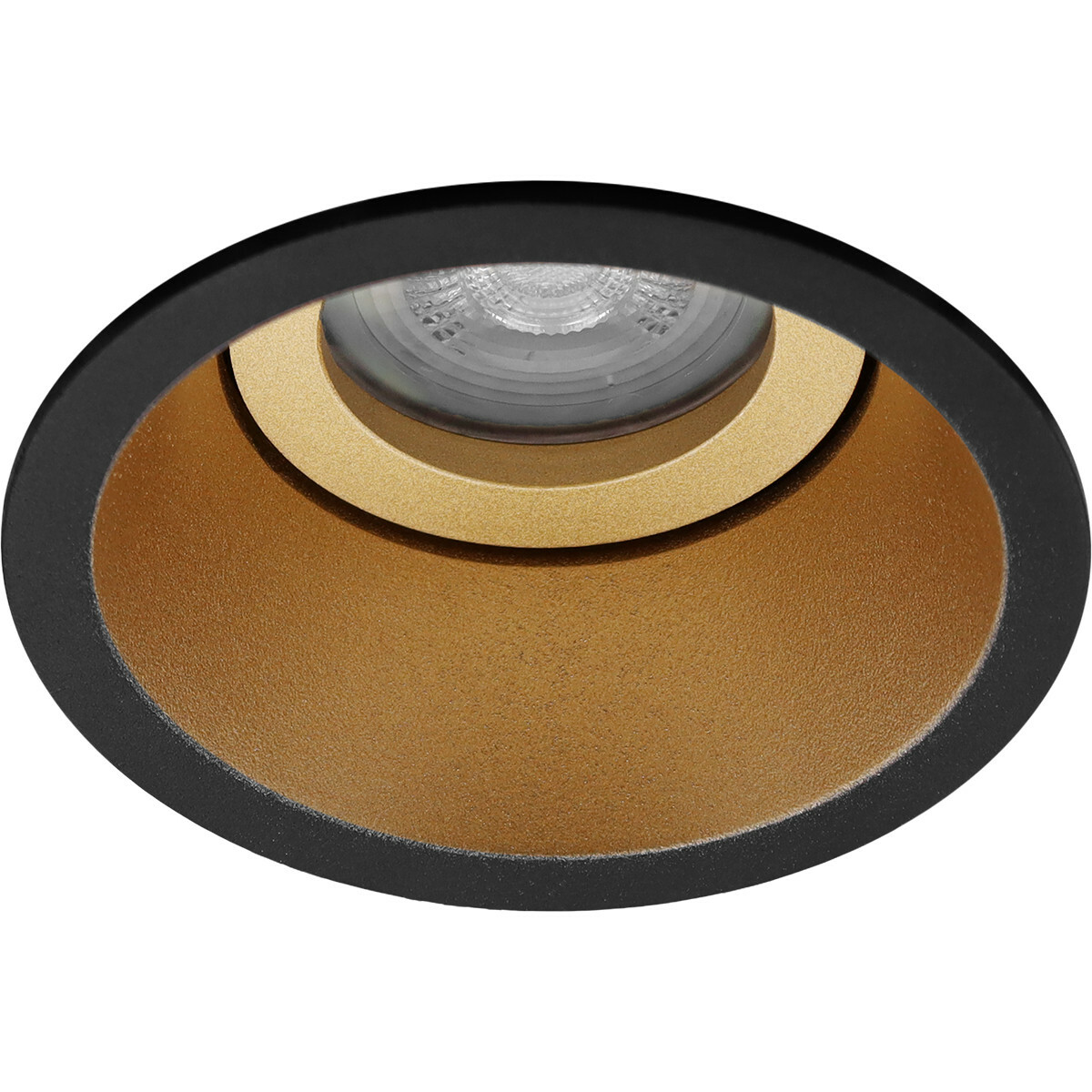 LED Spot Set - Pragmi Zano Pro - GU10 Fitting - Dimbaar - Inbouw Rond - Mat Zwart/Goud - 6W - Helder/Koud Wit 6400K - Kantelbaar - Ø93mm