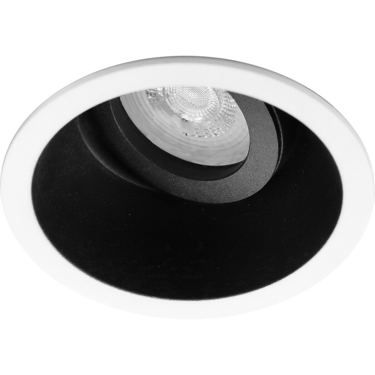 LED Spot Set - Aigi - Pragmi Zano Pro - GU10 Fitting - Inbouw Rond - Mat Zwart/Wit - 6W - Helder/Koud Wit 6400K - Kantelbaar - Ø93mm