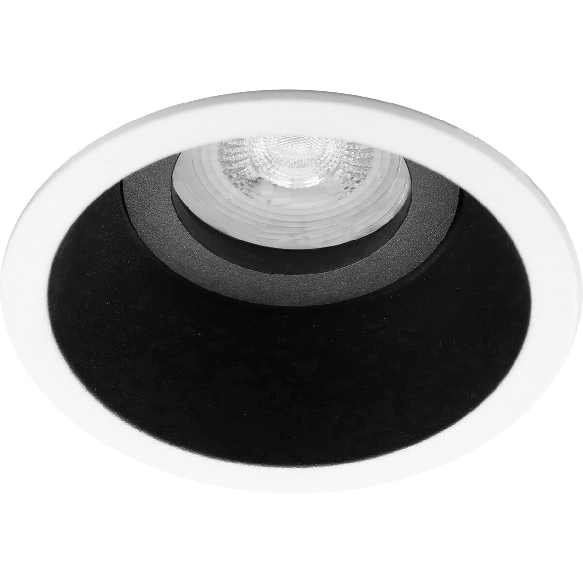 LED Spot Set - Aigi - Pragmi Zano Pro - GU10 Fitting - Inbouw Rond - Mat Zwart/Wit - 6W - Helder/Koud Wit 6400K - Kantelbaar - Ø93mm