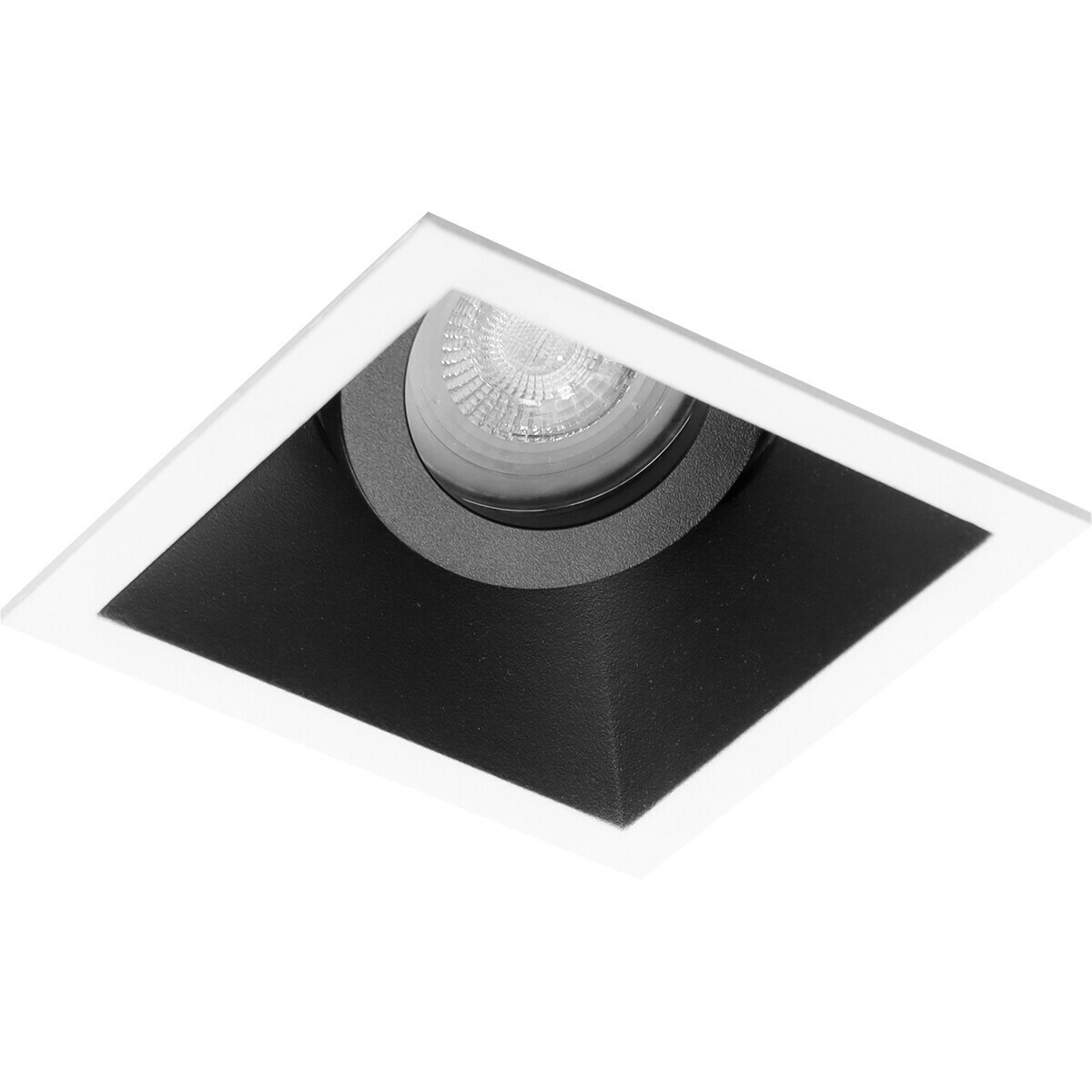 LED Spot Set - Pragmi Zano Pro - GU10 Fitting - Dimbaar - Inbouw Vierkant - Mat Zwart/Wit - 6W - Natuurlijk Wit 4200K - Kantelbaar - 93mm