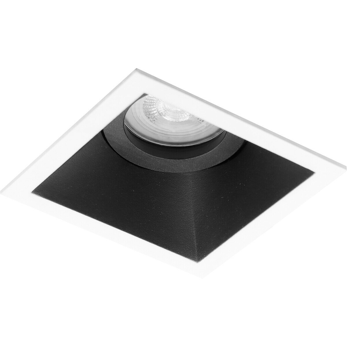 LED Spot Set - Pragmi Zano Pro - GU10 Fitting - Dimbaar - Inbouw Vierkant - Mat Zwart/Wit - 6W - Natuurlijk Wit 4200K - Kantelbaar - 93mm