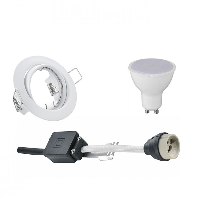 LED Spot Set - Trion - GU10 Fitting - Inbouw Rond - Mat Wit - 4W - Warm Wit 3000K - Kantelbaar Ø83mm