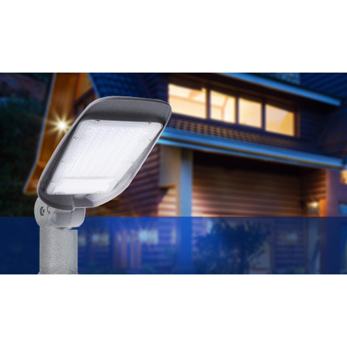 LED Straatlamp - Straatverlichting - Aigi Animo - 100W - Helder/Koud Wit 6500K - Waterdicht IP65 - Mat Grijs - Aluminium