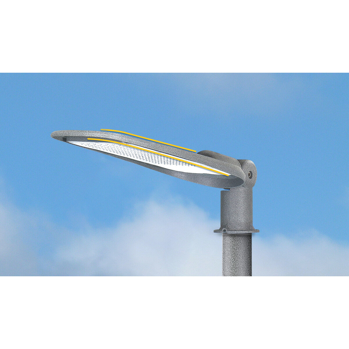 LED Straatlamp - Straatverlichting - Aigi Animo - 100W - Helder/Koud Wit 6500K - Waterdicht IP65 - Mat Grijs - Aluminium