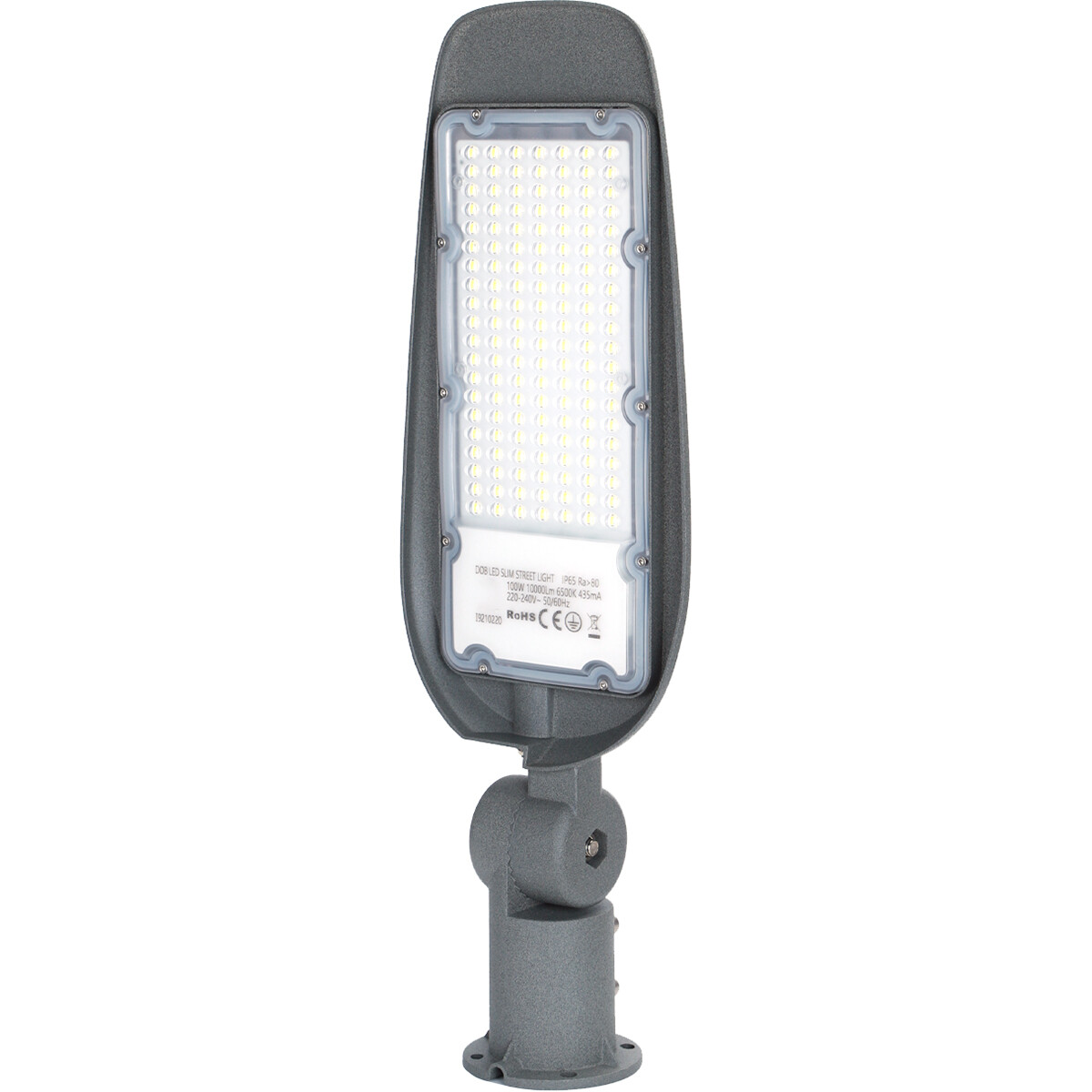 LED Straatlamp - Straatverlichting - Aigi Animo - 100W - Helder/Koud Wit 6500K - Waterdicht IP65 - Mat Grijs - Aluminium