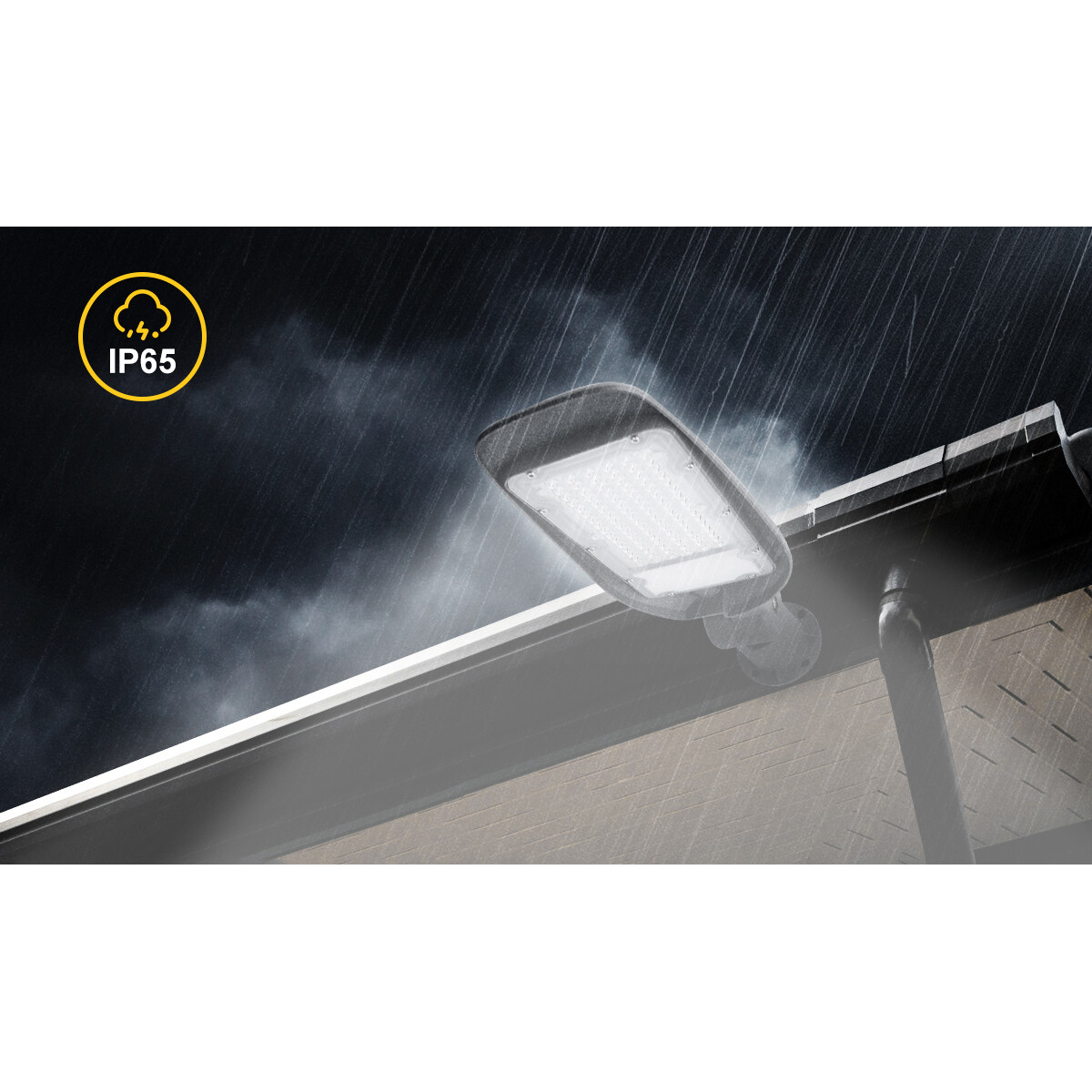 LED Straatlamp - Straatverlichting - Aigi Animo - 100W - Helder/Koud Wit 6500K - Waterdicht IP65 - Mat Grijs - Aluminium