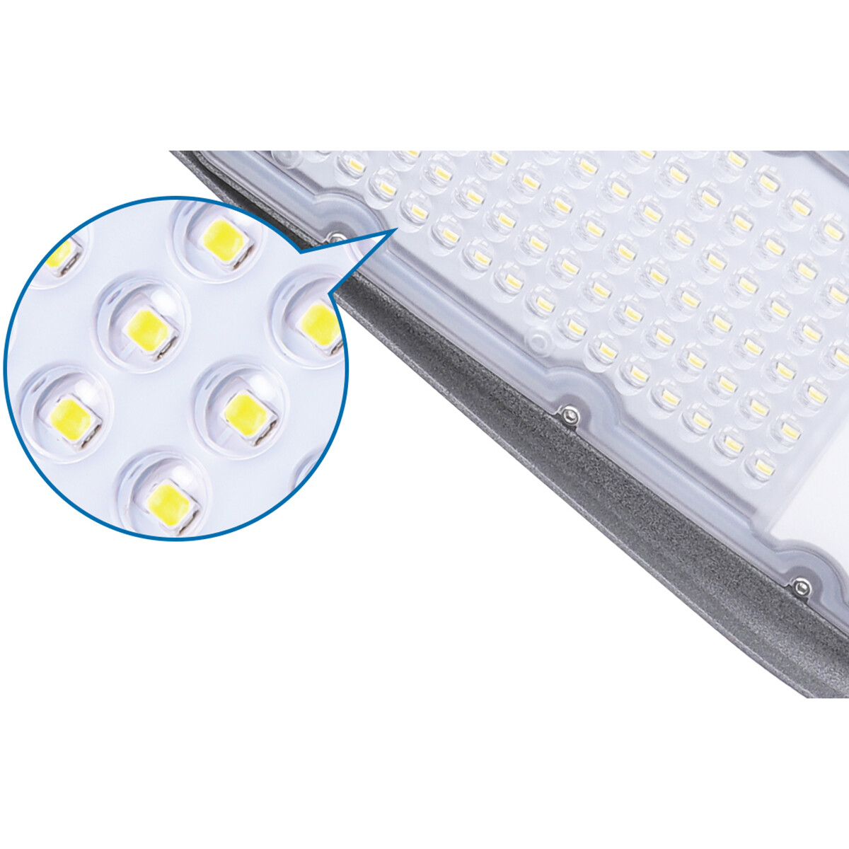 LED Straatlamp - Straatverlichting - Aigi Animo - 100W - Helder/Koud Wit 6500K - Waterdicht IP65 - Mat Grijs - Aluminium