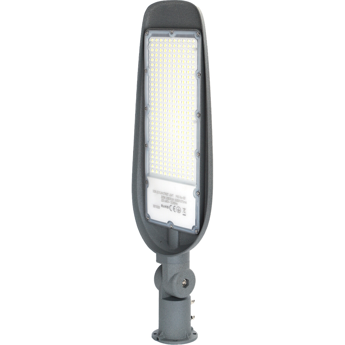 LED Straatlamp - Straatverlichting - Aigi Animo - 200W - Helder/Koud Wit 6500K - Waterdicht IP65 - Mat Grijs - Aluminium