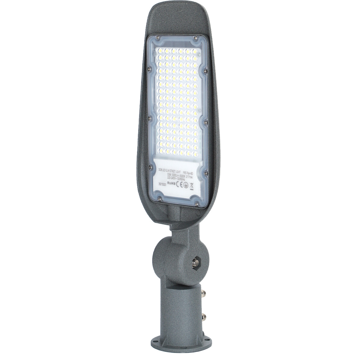 LED Straatlamp - Straatverlichting - Aigi Animo - 50W - Helder/Koud Wit 6500K - Waterdicht IP65 - Mat Grijs - Aluminium