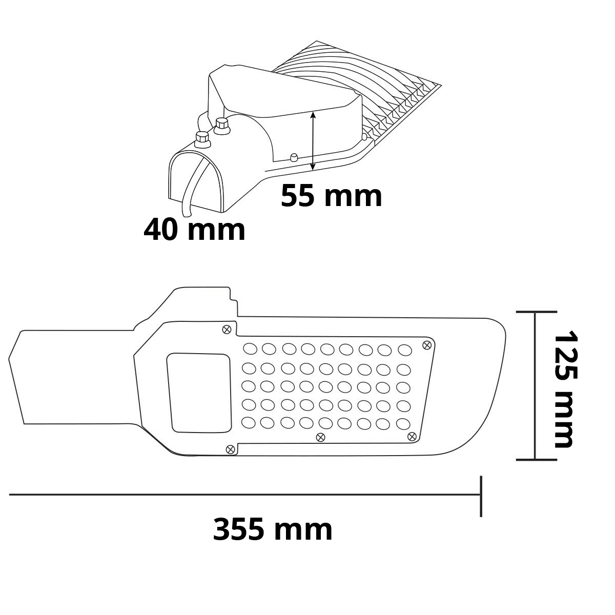 LED Straatlamp - Straatverlichting - Orny - 30W - Helder/Koud Wit 6400K - Waterdicht IP65 - Mat Zwart - Aluminium