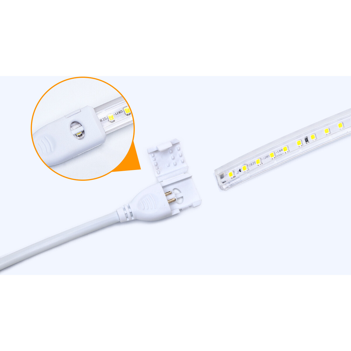 LED Strip - Aigi Stribo - 50 Meter - IP65 Waterdicht - Helder/Koud Wit 6500K - 2835 SMD 230V