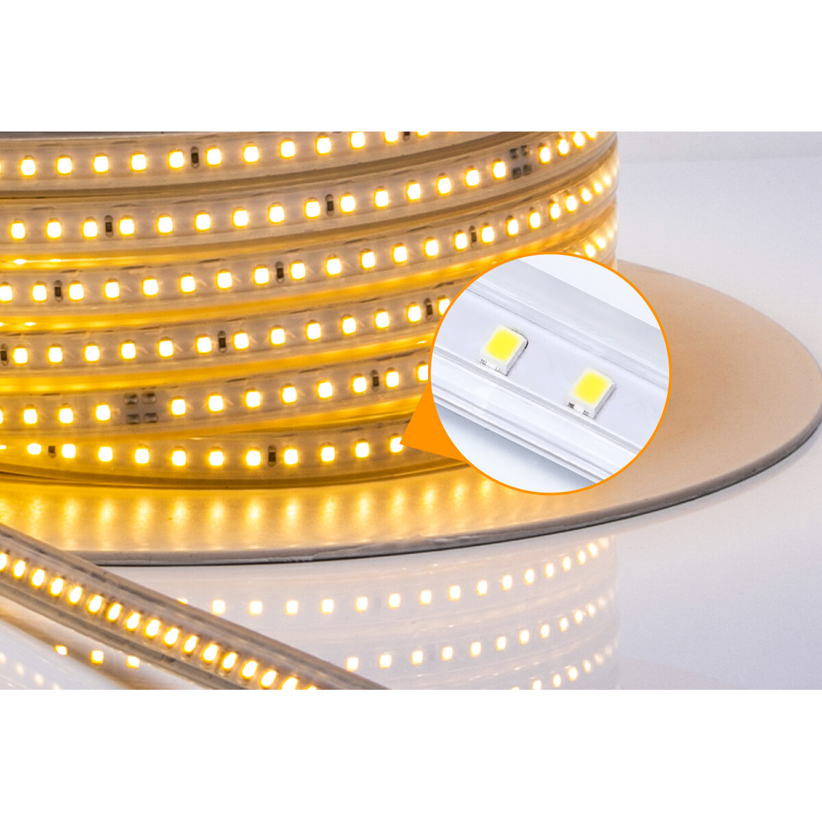 LED Strip - Aigi Stribo - 50 Meter - IP65 Waterdicht - Helder/Koud Wit 6500K - 5050 SMD 230V