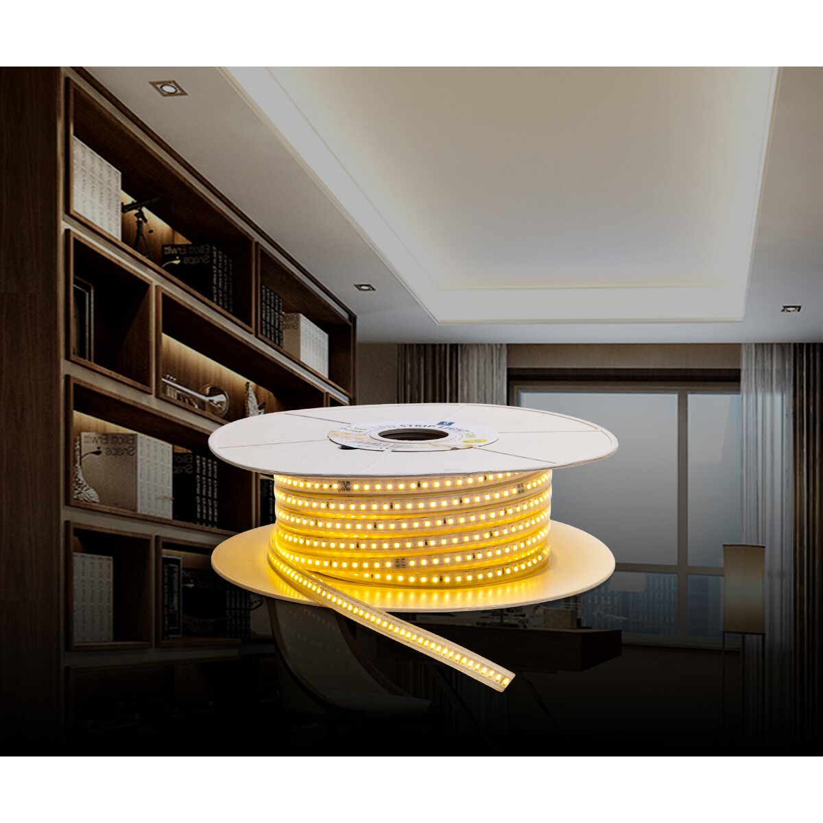 LED Strip - Aigi Stribo - 50 Meter - IP65 Waterdicht - Warm Wit 3000K - 2835 SMD 230V