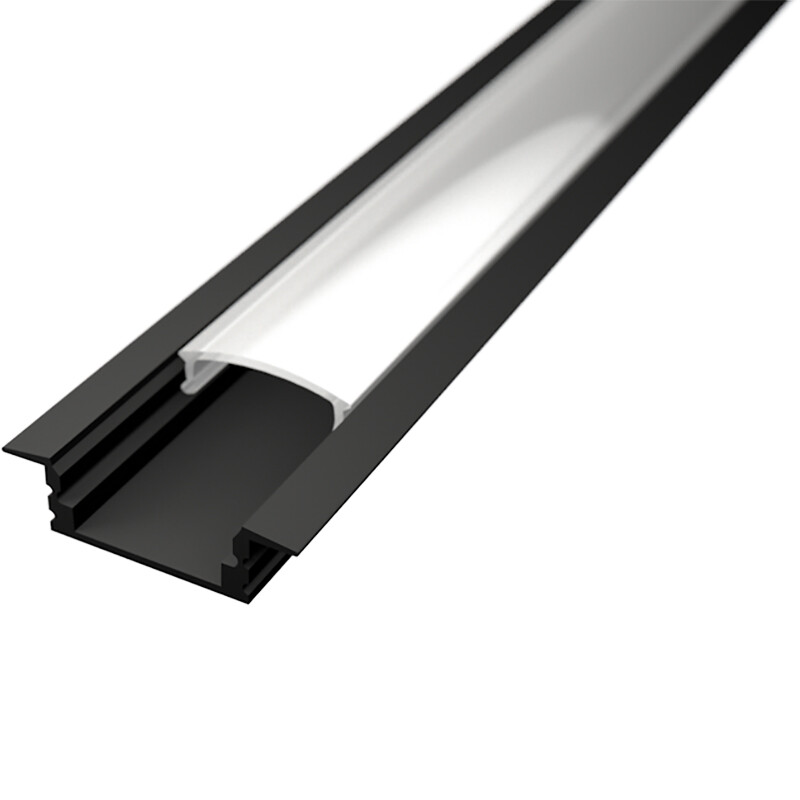 LED Strip Profiel - Delectro Profi - Zwart Aluminium - 1 Meter - 25x7mm - Inbouw product afbeelding