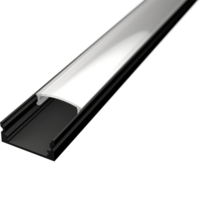 LED Strip Profiel - Delectro Profi - Zwart Aluminium - 1 Meter - 17.1x8mm - Opbouw product afbeelding