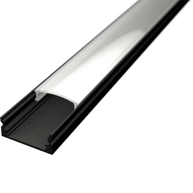 LED Strip Profiel - Delectro Profi - Zwart Aluminium - 2 Meter - 17.1x8mm - Opbouw product afbeelding