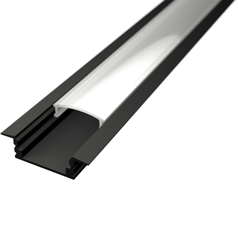 LED Strip Profiel - Delectro Profi - Zwart Aluminium - 2 Meter - 25x7mm - Inbouw