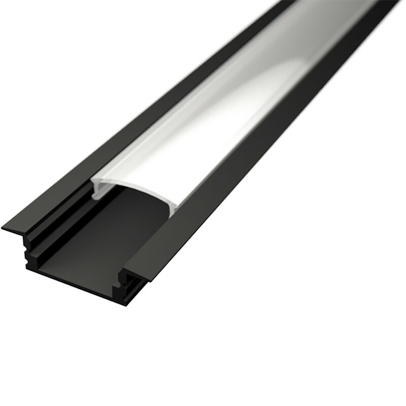 LED Strip Profiel - Delectro Profi - Zwart Aluminium - 2 Meter - 25x7mm - Inbouw product afbeelding