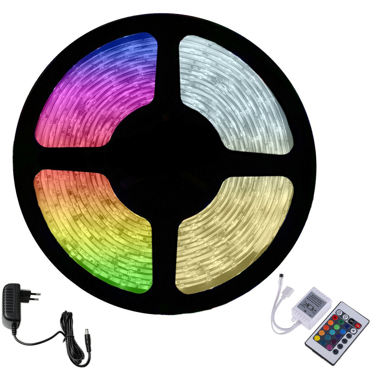 LED Strip Set RGB - 5 Meter - 12V - Waterdicht IP65 - Afstandsbediening product afbeelding