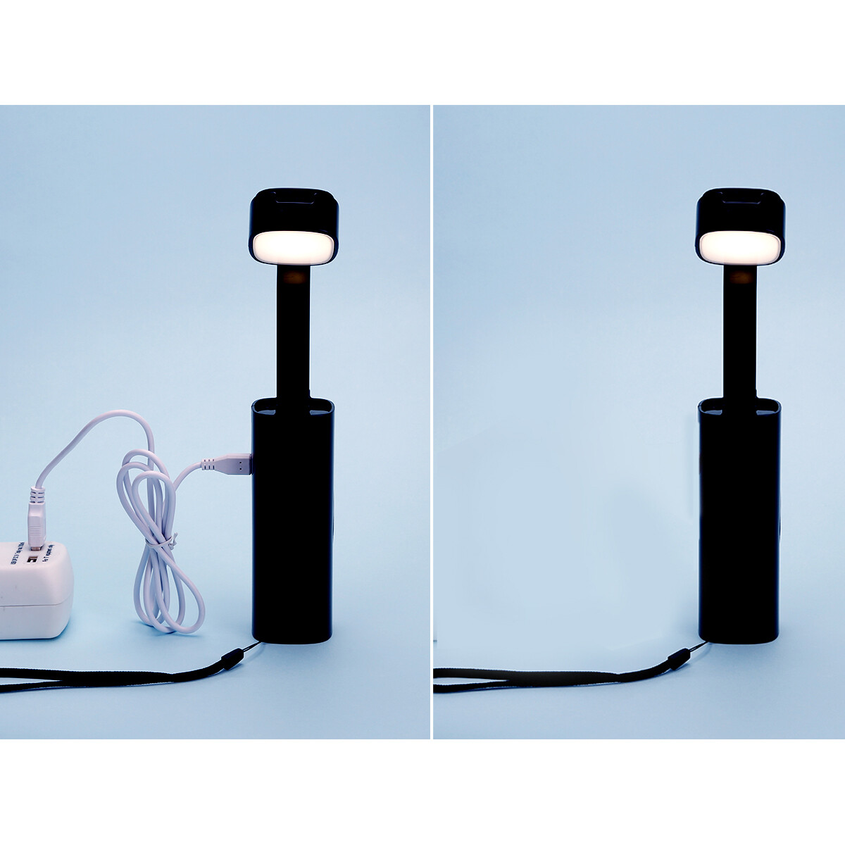 LED Bureaulamp - Aigi Cluno - 3W - USB Oplaadfunctie - Natuurlijk Wit 4500K - Dimbaar - Rechthoek - Mat Zwart - Kunststof