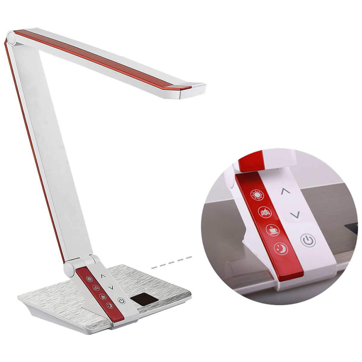 LED Bureaulamp - Aigi Diplo - 10W - Aanpasbare Kleur - Dimbaar - Rechthoek - Mat Rood - Kunststof