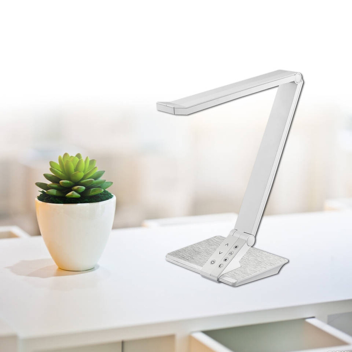 LED Bureaulamp - Aigi Diplo - 10W - Aanpasbare Kleur - Dimbaar - Rechthoek - Mat Wit - Kunststof